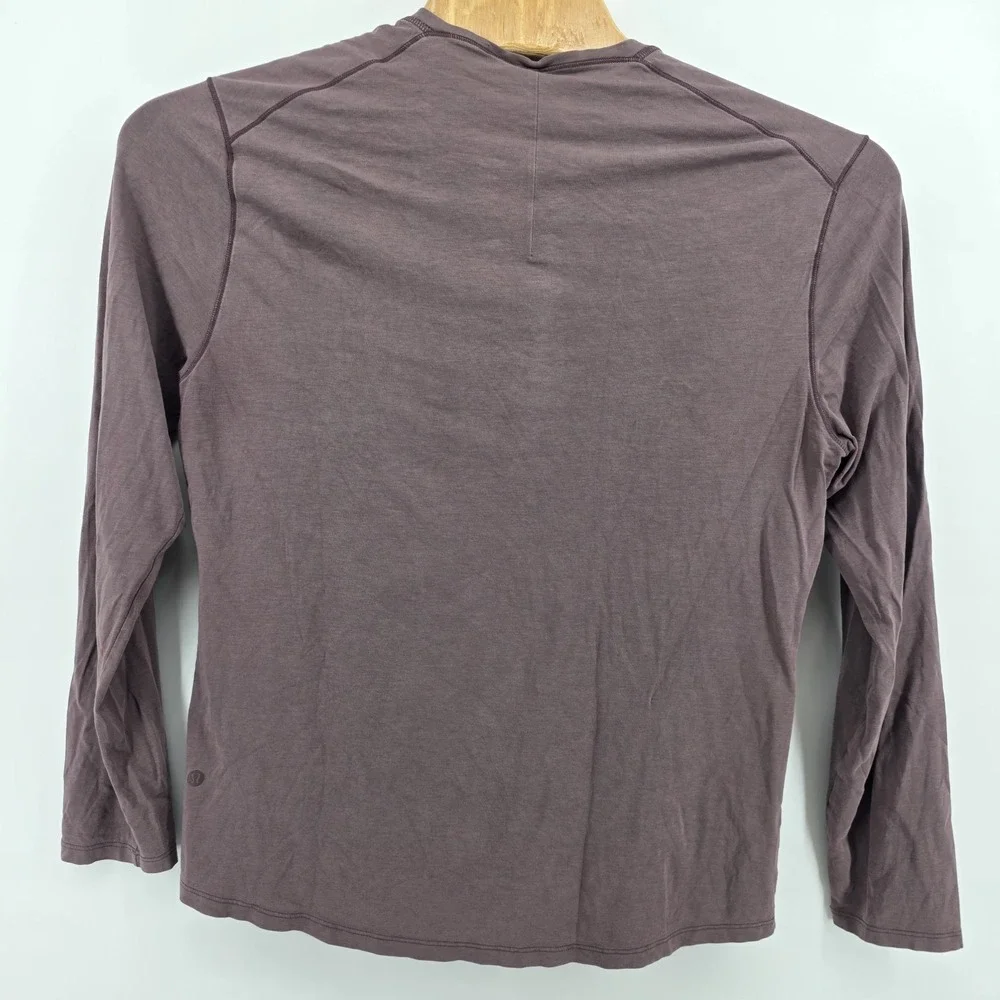 Lululemon Henley Shirt Men Large Brown Long Sleeve